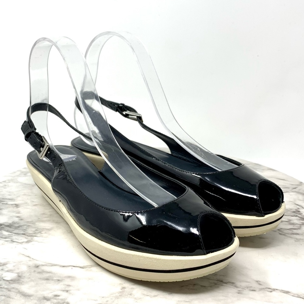 Stuart Weitzman Peep Toe Slingback Flatform Two T… - image 1